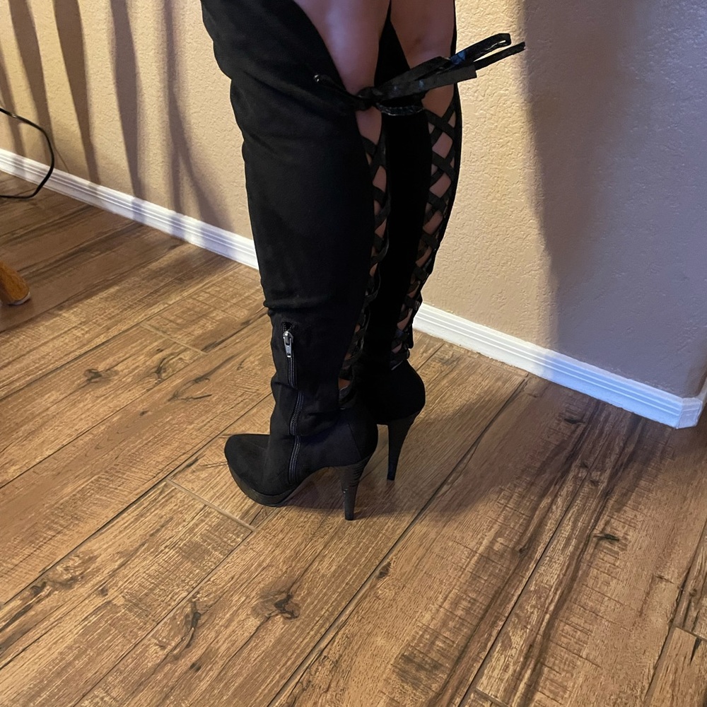 bebe Knee High Heeled Boots